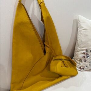 Yellow Leather Tote Bag